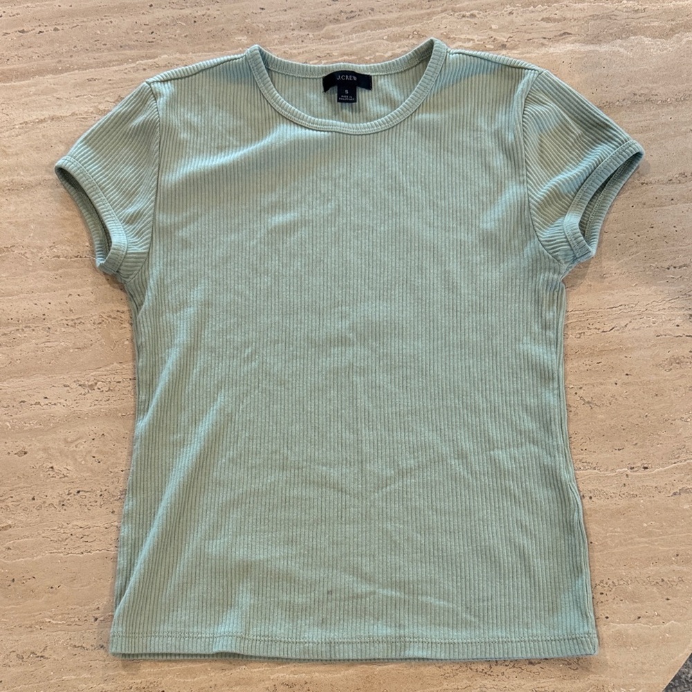 J. Crew Soft Mint Ribbed Tee